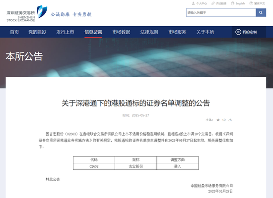 吉宏股份H股调入港股通标的证券名单