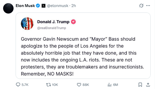 马斯克对特朗普重新示好？深夜连转两条特朗普贴文