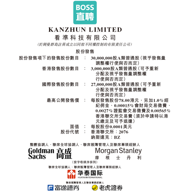 BOSS直聘招股,拟融资最高23.4亿,三年前香港上市未募资