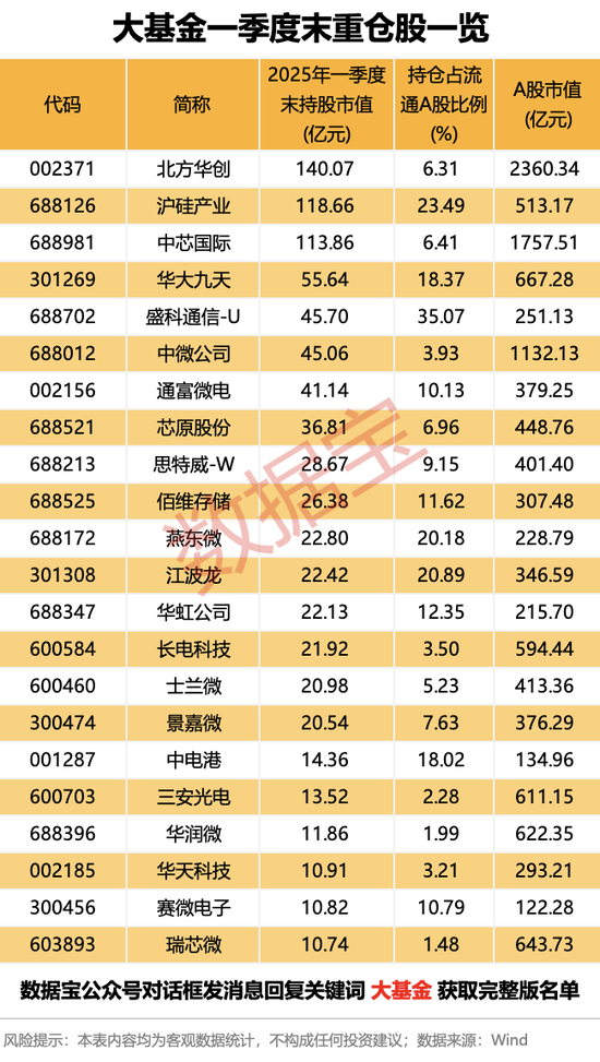 大基金最新动向!一季度重仓股揭晓,多股砸出“黄金坑”