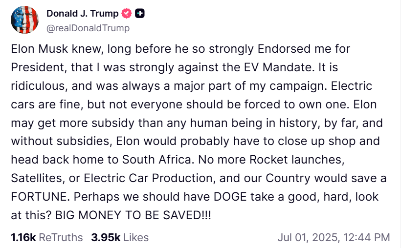 马斯克-特朗普“口水战”全面升级:恶毒互撕、言论充满火药味!