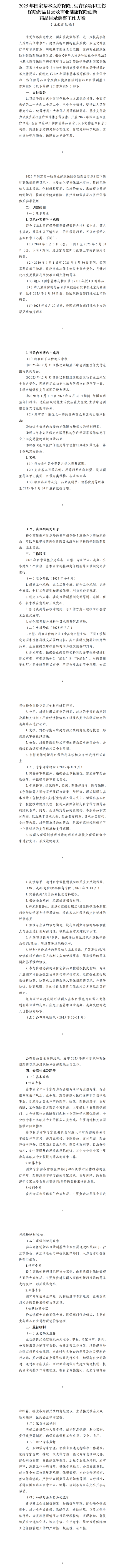 国家医保局就2025年医保药品目录调整方案征求意见