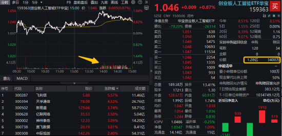 英伟达GB300即将出货！新易盛股价再创新高！创业板人工智能ETF（159363）突发溢价放量，资金大幅申购