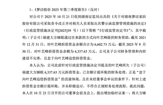 连续9次!梦洁股份董事对财报提出异议