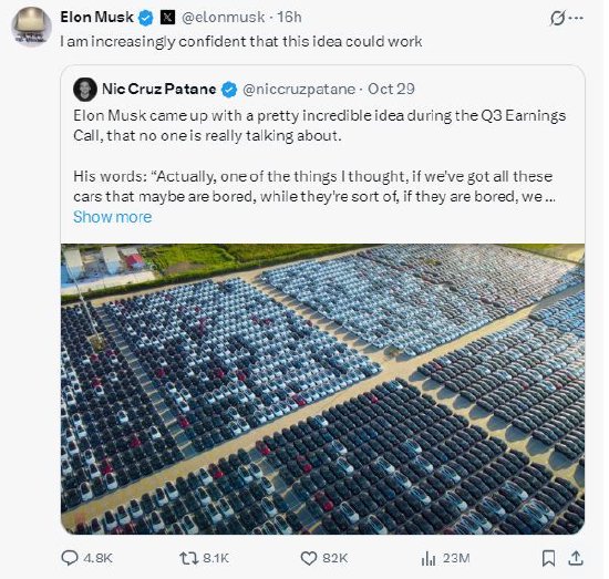 马斯克回应“特斯拉车队即数据中心”：越来越相信这是可行的