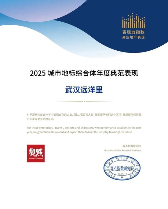远洋商业入选“年度商业地产创新能力表现”十强，武汉远洋里获评年度典范项目