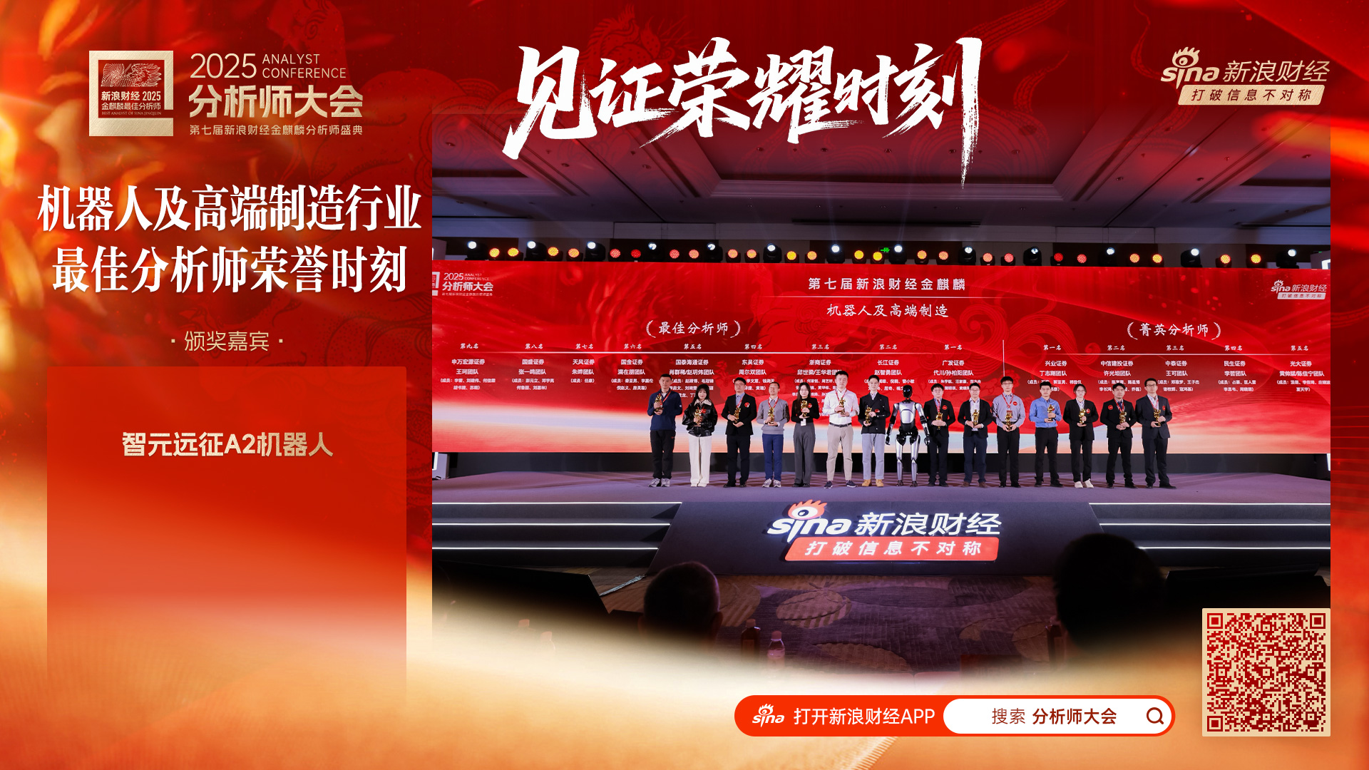 智元远征A2机器人为第七届金麒麟机器人及高端制造行业最佳分析师颁奖(现场图)