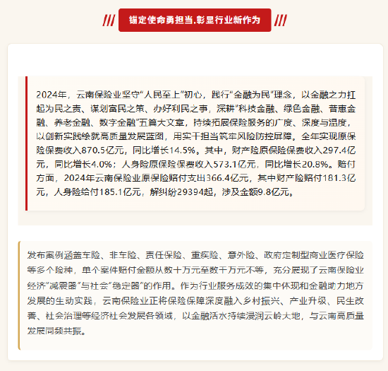 云南2024年实现原保险保费收入870.5亿元 同比增长14.5%