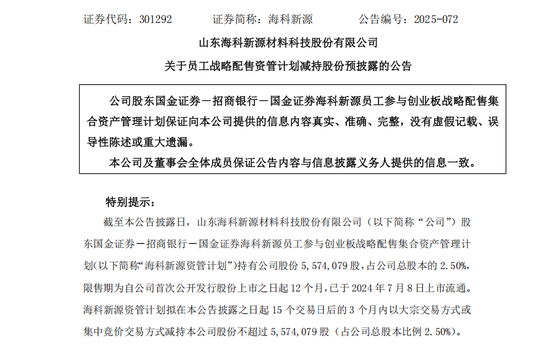不超3%、不超2.57%!大牛股太阳电缆、海科新源重要股东拟减持